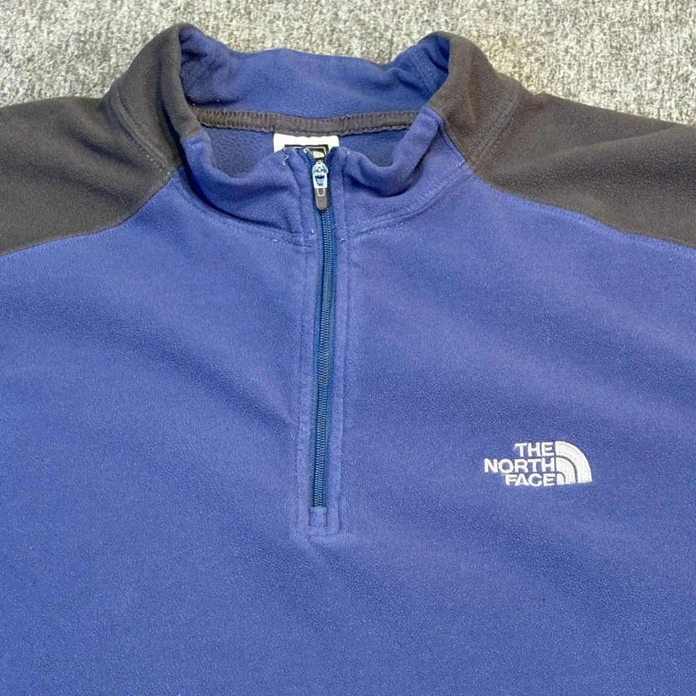The North Face Mens Pullover‎ Fleece Quarter Zip Gray Blue Large